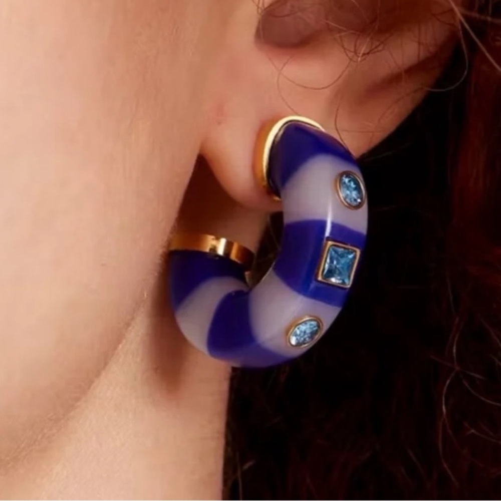 Kate Spade Blue and Gold Hoop Earrings